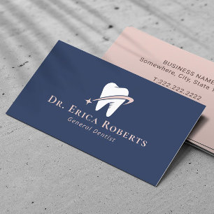 Cartão De Visita Marinho do logotipo Dentista Brilhante Azul Pink D