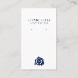 Cartão De Visita Marinho do Monograma Chic Moderno e Letras Brancas