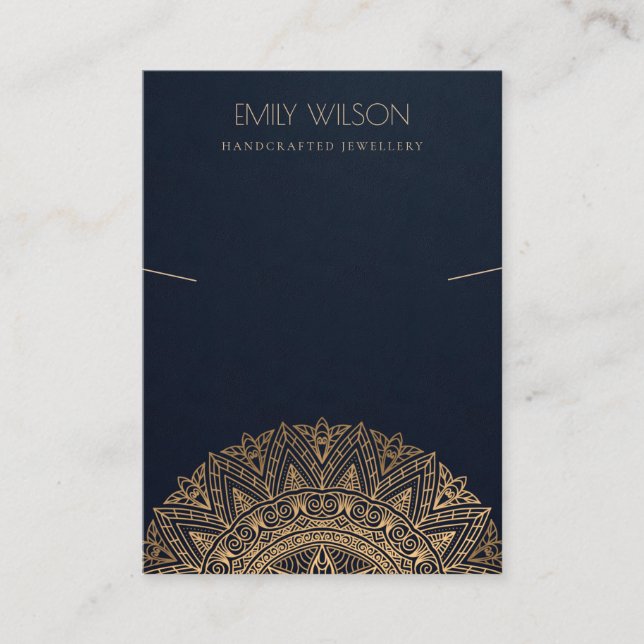 CARTÃO DE VISITA MARINHO DOURADO CLÁSSICO ORNAMENTADO MANDALA NECKL (Frente)