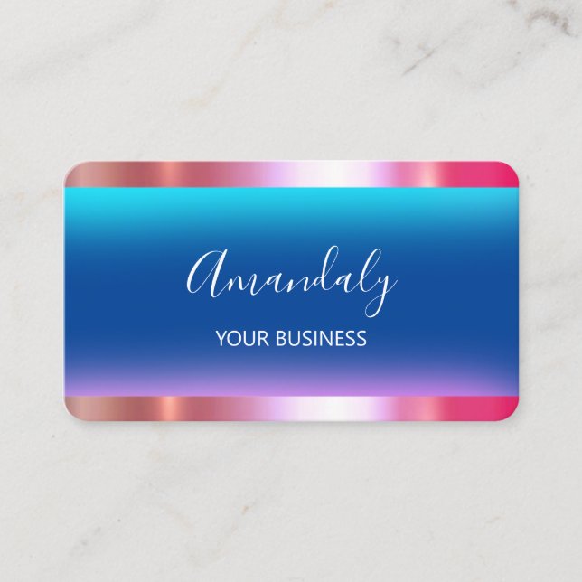 Cartão De Visita Marinho Dourado de Tesoura Stylist Coiffeur Hairdr (Frente)