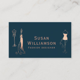 Cartão De Visita Marinho Dourado Rosa do Designer de Moda