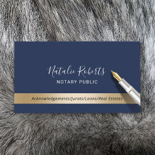 Cartão De Visita Marinho e Dourado do Agente de Assinatura de Empré