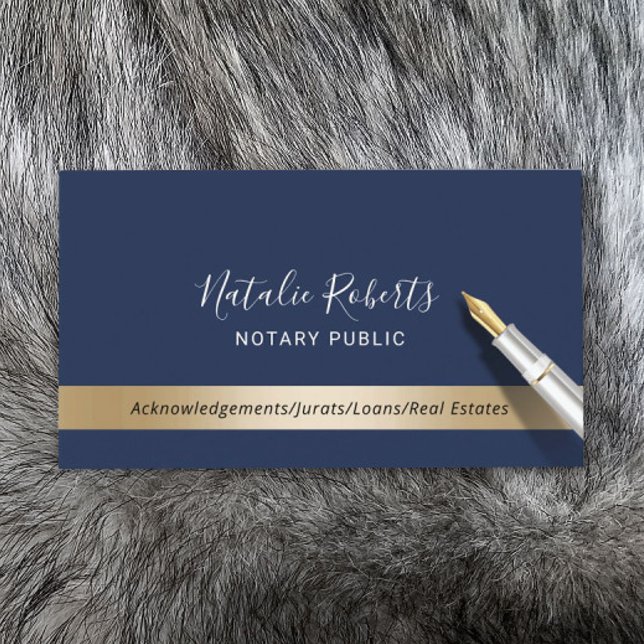 Cartão De Visita Marinho e Dourado do Agente de Assinatura de Empré (Criador carregado)