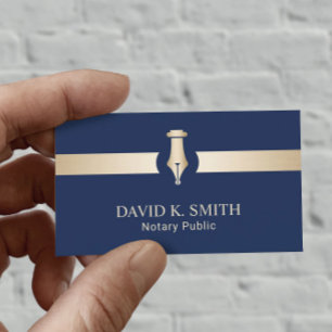 Cartão De Visita Marinho Elegante de Caneta Ouro Pública Notícia 