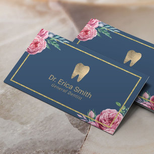 Cartão De Visita Marinho elegante dos cuidados dentários & dentist