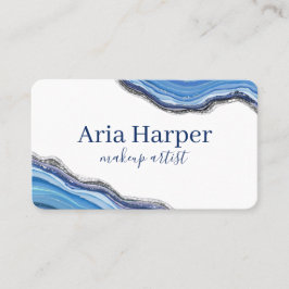 Cartão De Visita Marinho Elegante e Glitter Dourado de Geodo Azul