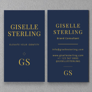 Cartão De Visita Marinho Elegante moderno Minimalista Azul Dois Mon