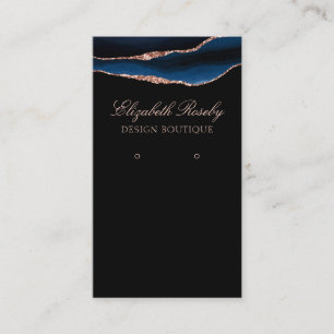 Cartão De Visita Marinho Elegante Rosa Azul Dourado Orelha Preto