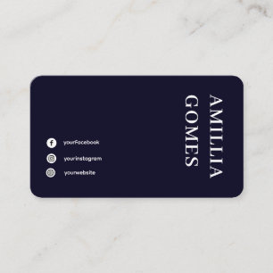 Cartão De Visita Marinho Escandinavo Azul   Profissional minimalist