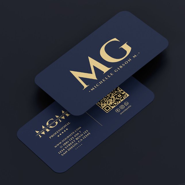 Cartão De Visita Marinho Escuro Profissional Moderno (Professional Elegant Dark Navy Modern Business Card
)