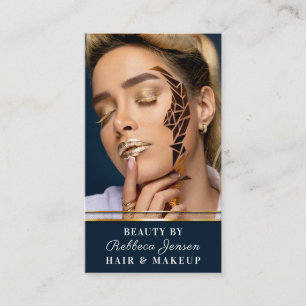 Cartão De Visita Marinho Glamoroso Dourado Glitter Drivers e Lábios