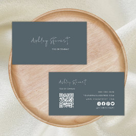 Cartão De Visita Marinho Mínimo de Código Qr Profissional