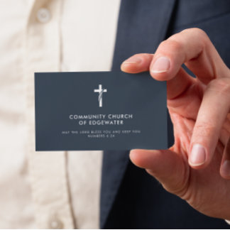 Cartão De Visita Marinho Mínimo de Fé Cruzada do Pastor da Igreja