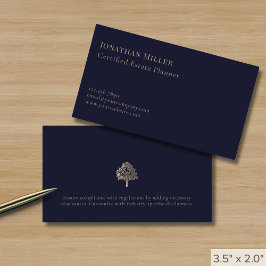 Cartão De Visita Marinho mínimo moderno azul Dourado