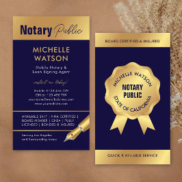 Cartão De Visita Marinho Moderno e Dourado do Agente de Assinatura