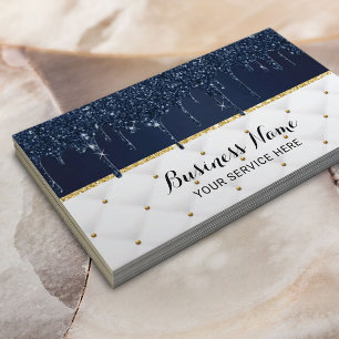 Cartão De Visita Marinho moderno tira azul e branco de luxo