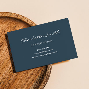 Cartão De Visita Marinho Pianista Azul Simples