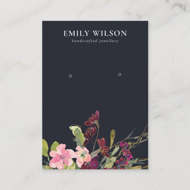 CARTÃO DE VISITA MARINHO PINK DOURADO BURGUNDY ROSA FLORA APARECIME (Frente)