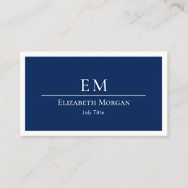Cartão De Visita Marinho profissional moderno mínimo branco azul