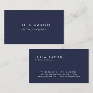 Cartão De Visita Marinho profissional simples moderno Elegante azul