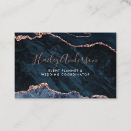 Cartão De Visita Marinho & Rosa Dourado Glitter Aquecedora Agata Do