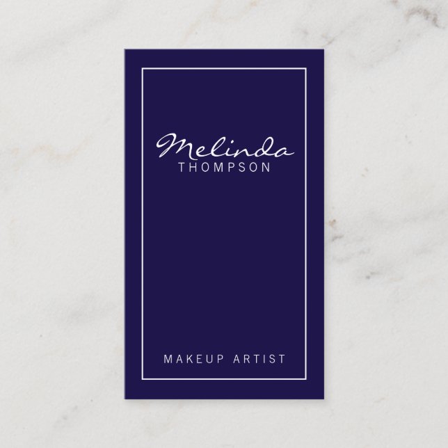 Cartão De Visita Marinho simples profissional azul e branco (Frente)