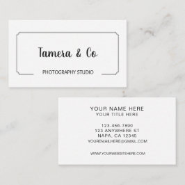Cartão De Visita Marketing de Fotografia Preto e Branco Personalizá