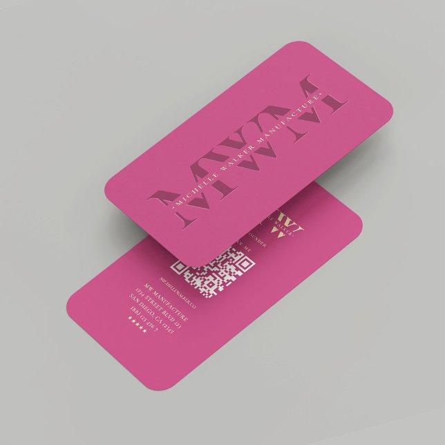 Cartão De Visita Marketing de Monograma Rosa Moderno (Modern Company Pink Gold Monogram Marketing Business Card
)