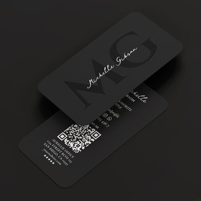 Cartão De Visita Marketing Monograma Professional Black White Moder (Marketing Monogram Professional Black White Modern Business Card
)