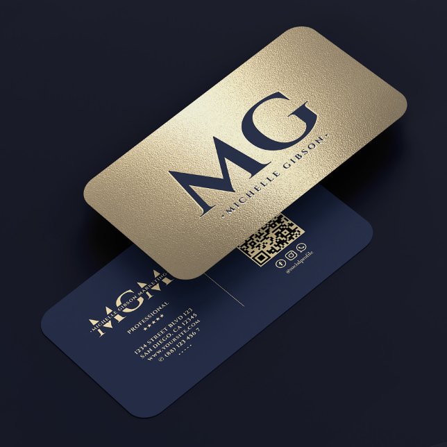 Cartão De Visita Marketing profissional Marinho escuro azul Dourado (Marketing Professional Dark Navy Blue Gold Modern Business Card
)