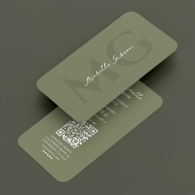 Cartão De Visita Marketing profissional mínimo elegante (Elegant Minimal Professional Marketing Sage Business Card
)
