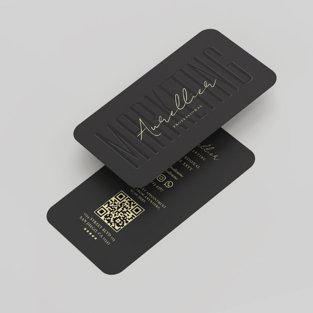 Cartão De Visita Marketing profissional moderno elegante, preto Dou (Elegant Modern Professional Marketing Black Gold Business Card
)