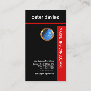 Cartão De Visita Marketing vermelho corajoso liso simples do cartaz