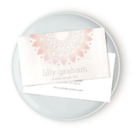 Cartão De Visita Mármaco branco de lótus coral cor-de-rosa