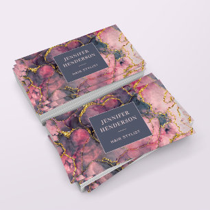 Cartão De Visita Mármaco brilhante Elegante Rosa Rosa Dourada Profi