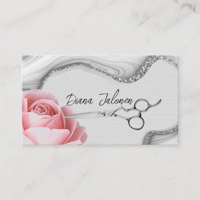 Cartão De Visita Mármaco Preto do Lembrete de Compromisso de Hairdr (Frente)