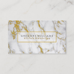 Cartão De Visita Mármore Branco E Acentos Dourados