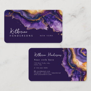 Cartão De Visita Mármore brilhante roxo Chic Ágata dourado Profissi