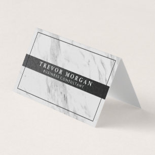 Cartão De Visita Mármore de couro preto profissional