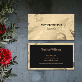 Cartão De Visita Mármore de luxo preto e ouro simples