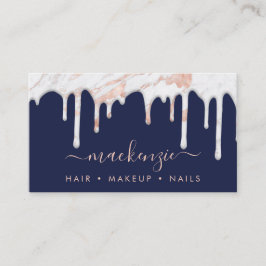 Cartão De Visita Mármore Dourado com Rosa de gotejamento elegante