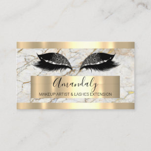 Cartão De Visita Mármore Dourado de Extensão Eyelash Profissional