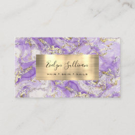 Cartão De Visita Mármore Dourado de Fluido Roxo