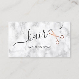 Cartão De Visita Mármore elegante & hairstylist cor-de-rosa das