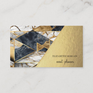 Cartão De Visita Mármore Geométrico Dourado Preto Moderno