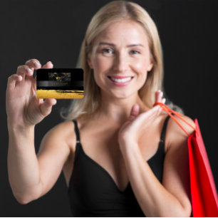 Cartão De Visita Mármore preto de consulta Vip do abstrato do ouro