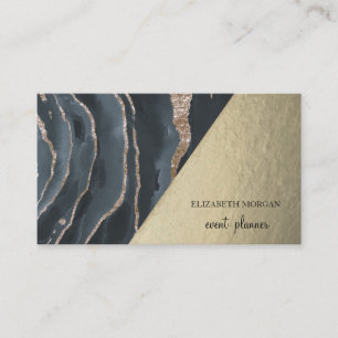Cartão De Visita Mármore Preto Dourado Moderno e Elegante, Geométri