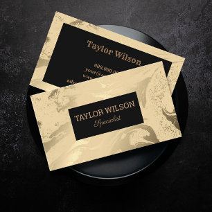 Cartão De Visita Mármore preto e dourado Elegante