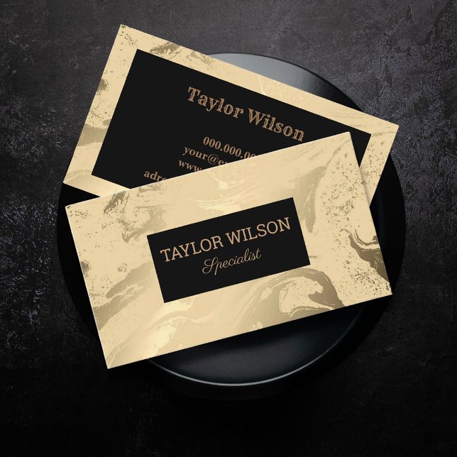 Cartão De Visita Mármore preto e dourado Elegante (Elegant marble black and gold business card)