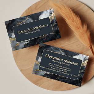 Cartão De Visita Mármore Preto Elegante Dourado
